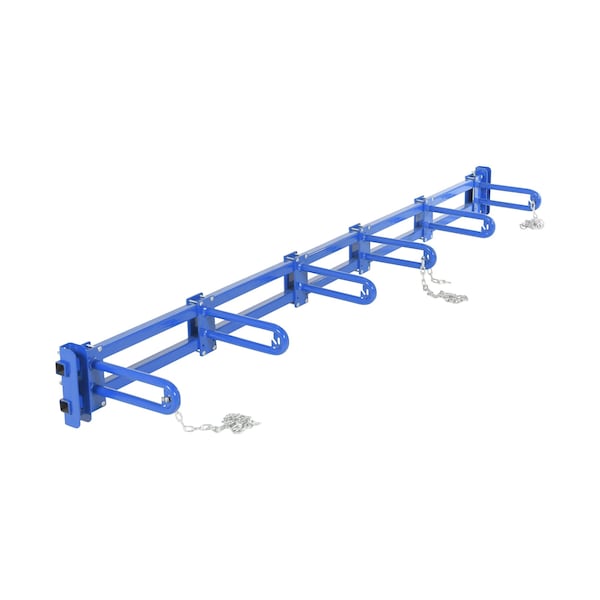 Blue Powder Coat Steel Vertical Bar Storage Rack 5 Storage Bays